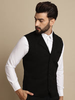 Thumbnail for Even Apparels Men's Black Waistcoat with Notched Lapel - Distacart