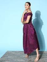 Thumbnail for InWeave Women's Wine Brocade Dress - Distacart
