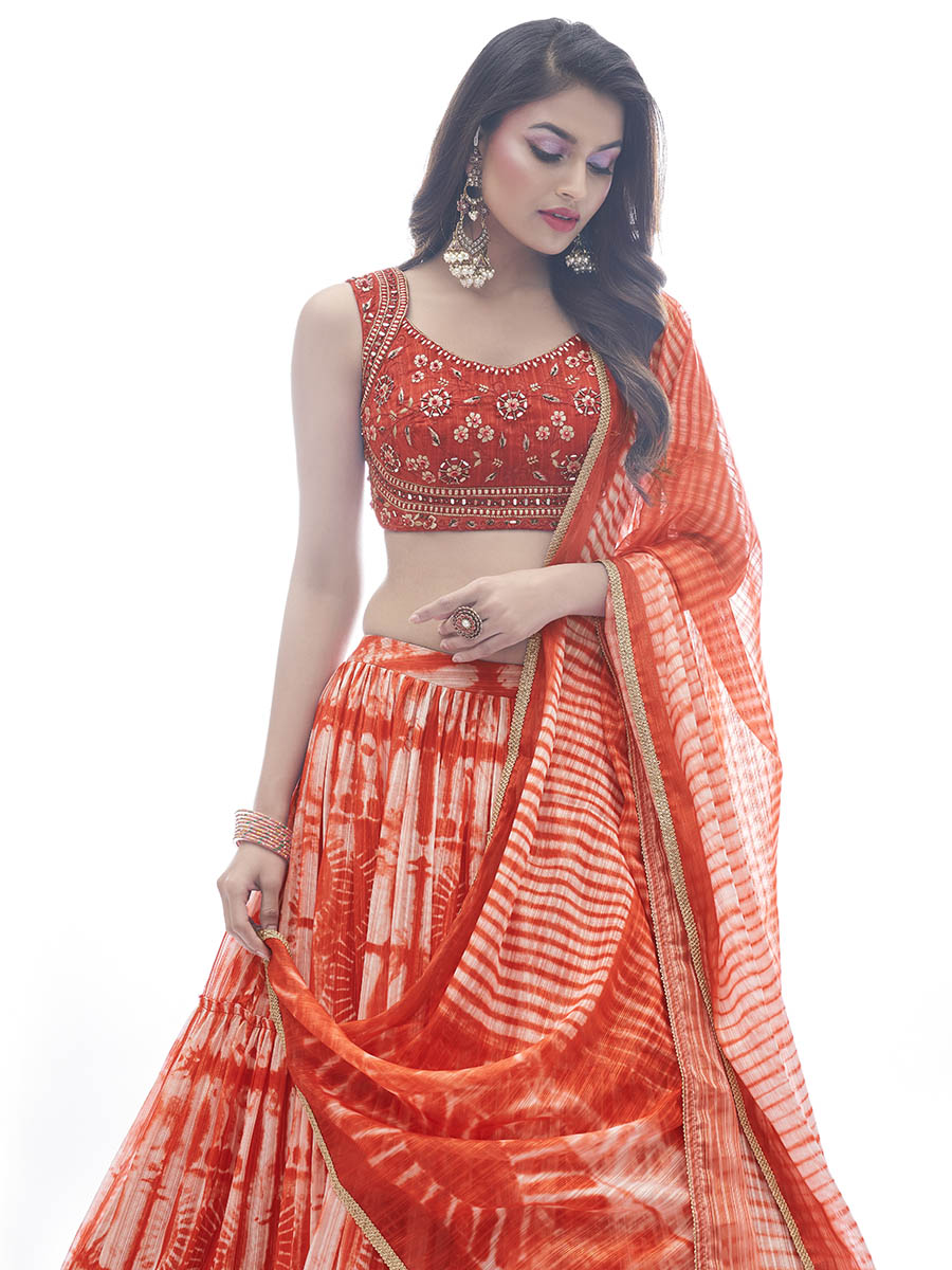 Myra Red Jaquard Embroidered Designer Lehenga - Distacart