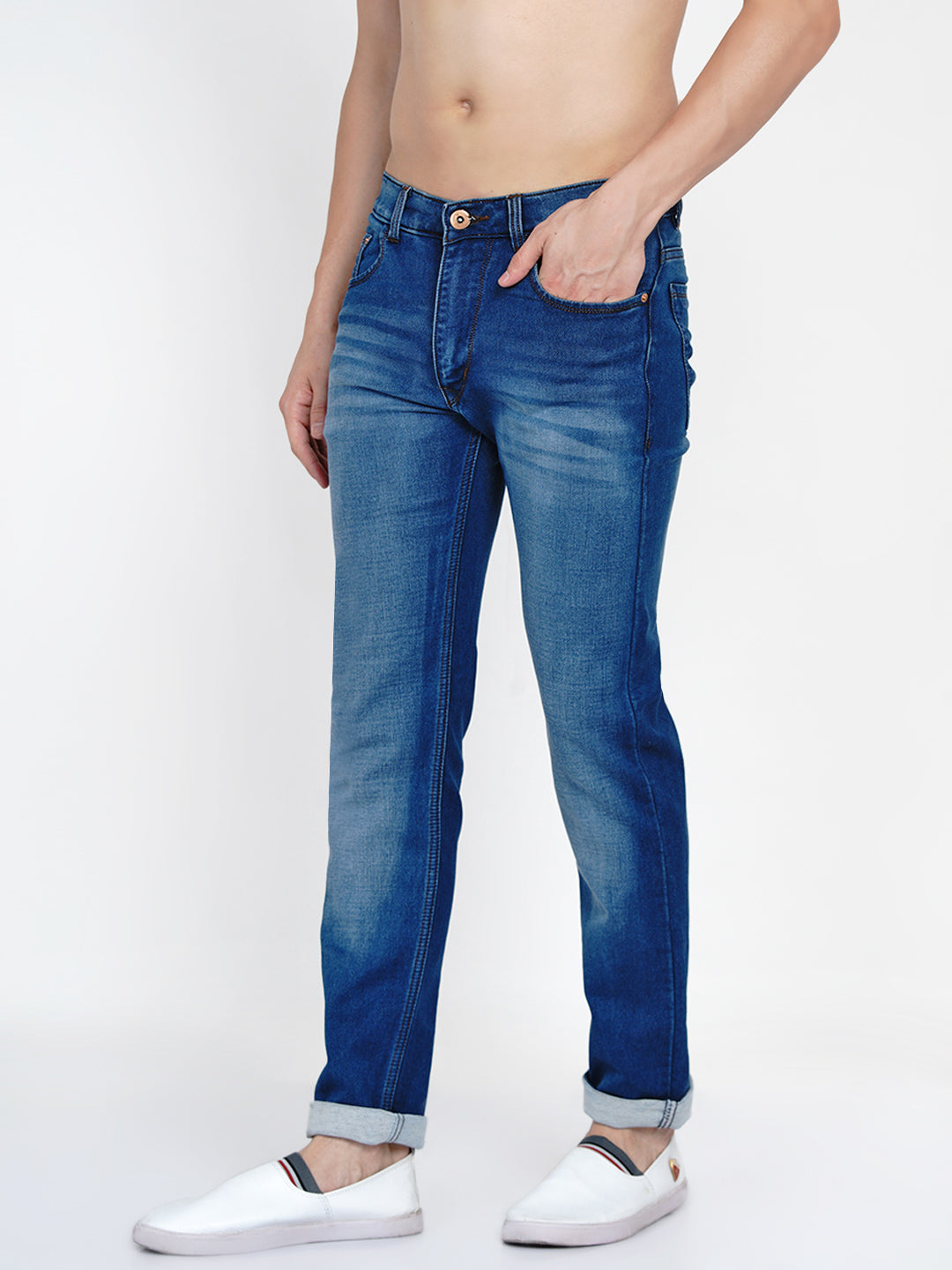 Men Blue Heavy Fade Jeans - Bhama - Distacart