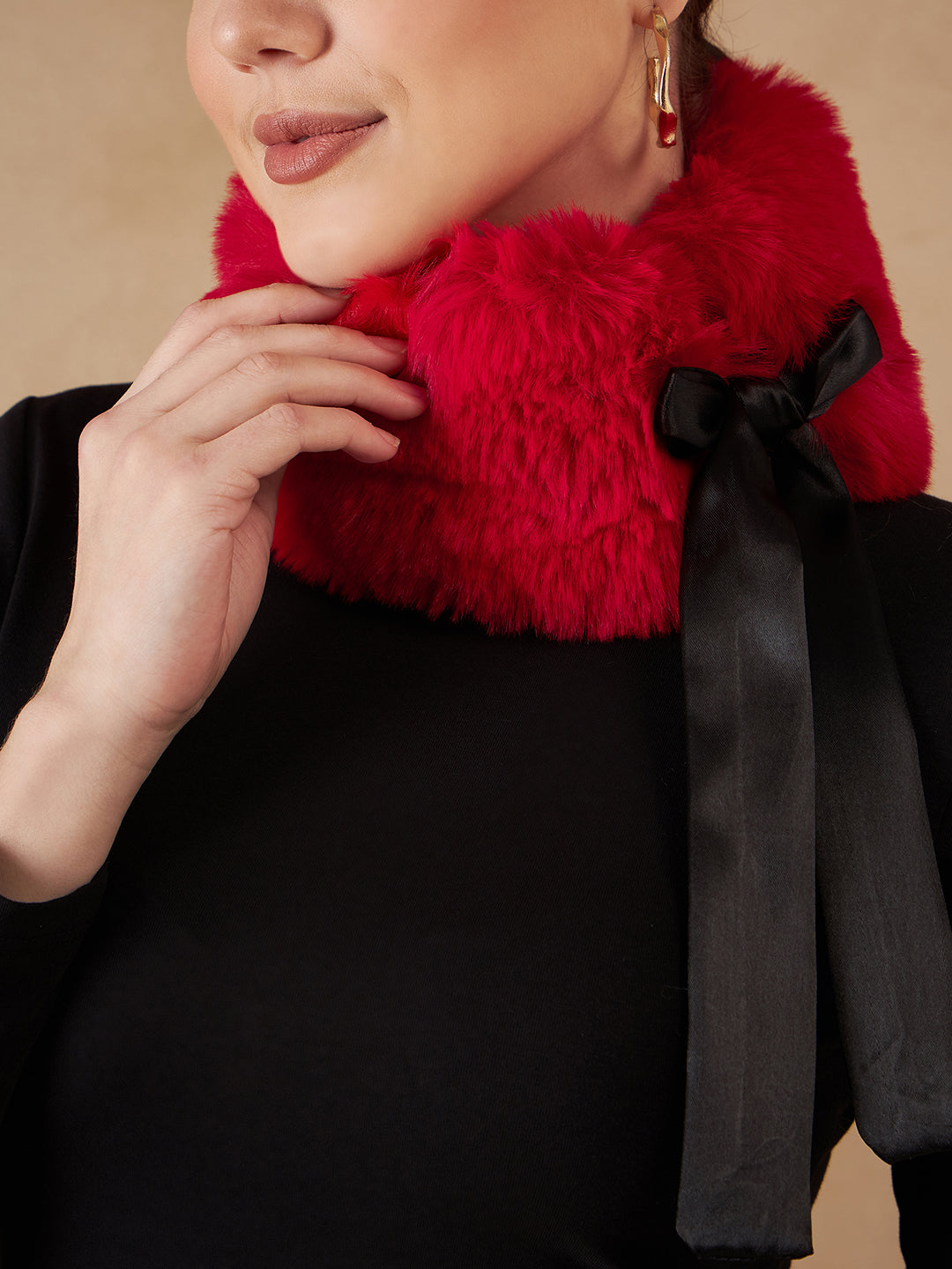 InWeave Women's Cherry Red Fur Neckpiece - Distacart