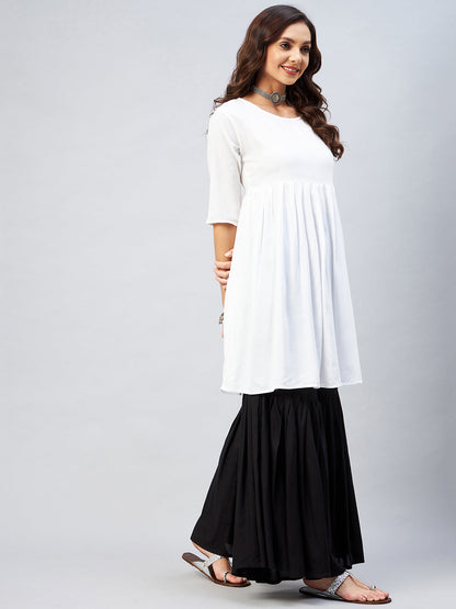 InWeave Women's Cream Short Anarkali Kurta - Distacart