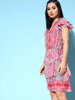 Thumbnail for InWeave Women's Soft Pink Tiered Short Dress - Distacart