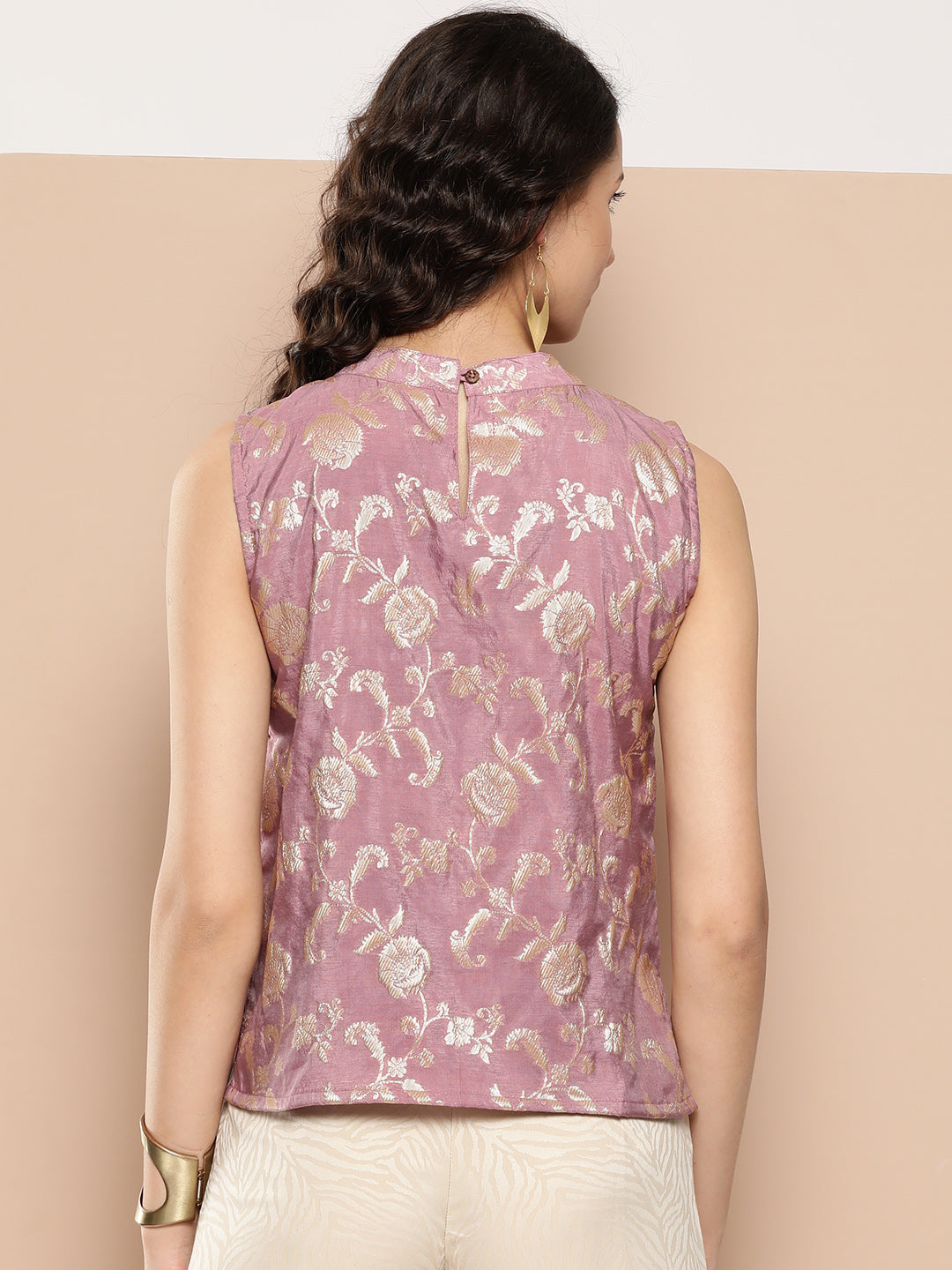 InWeave Women's Mauve Brocade Halter Top - Distacart