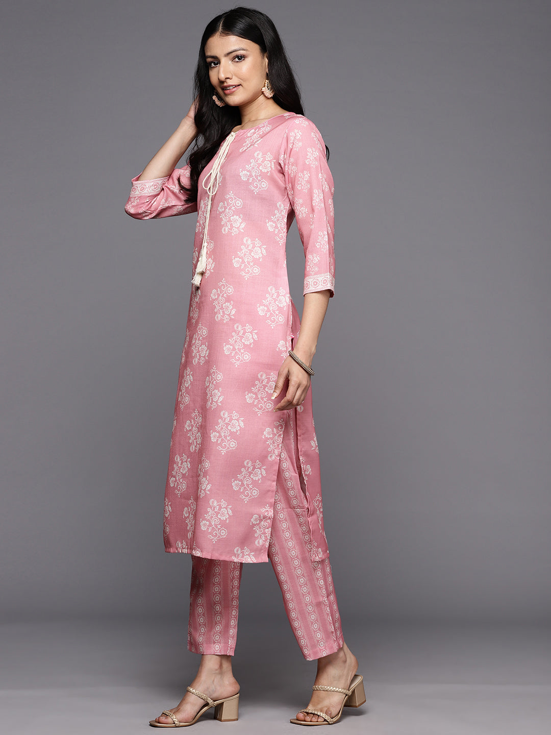 KSUT (House of Varanga) Pink Digital Printed Kurta Paired With Printed Straight Trouser - Distacart