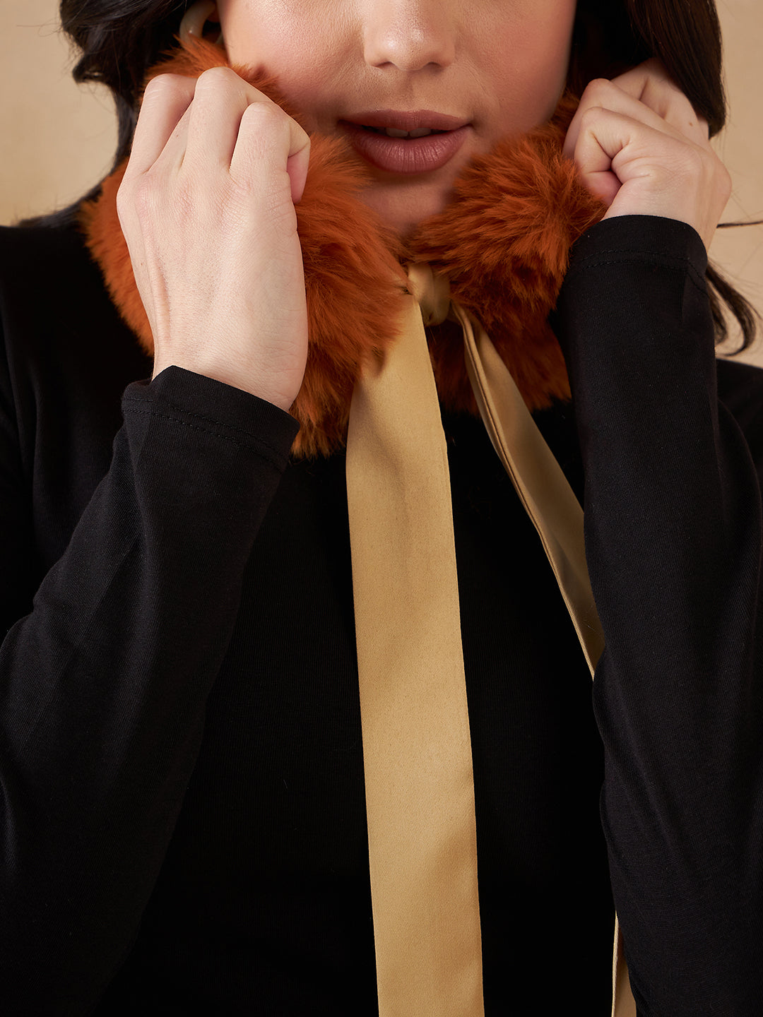 InWeave Women's Carrot Orange Fur Neckpiece - Distacart