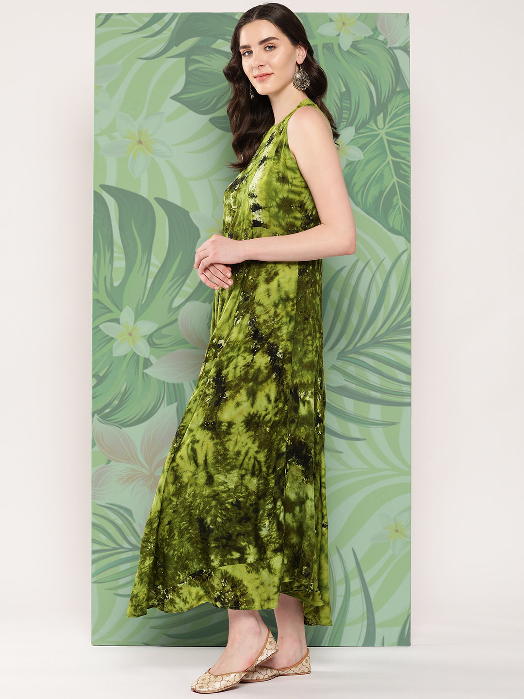 InWeave Women's Green Tie And Die Dress - Distacart