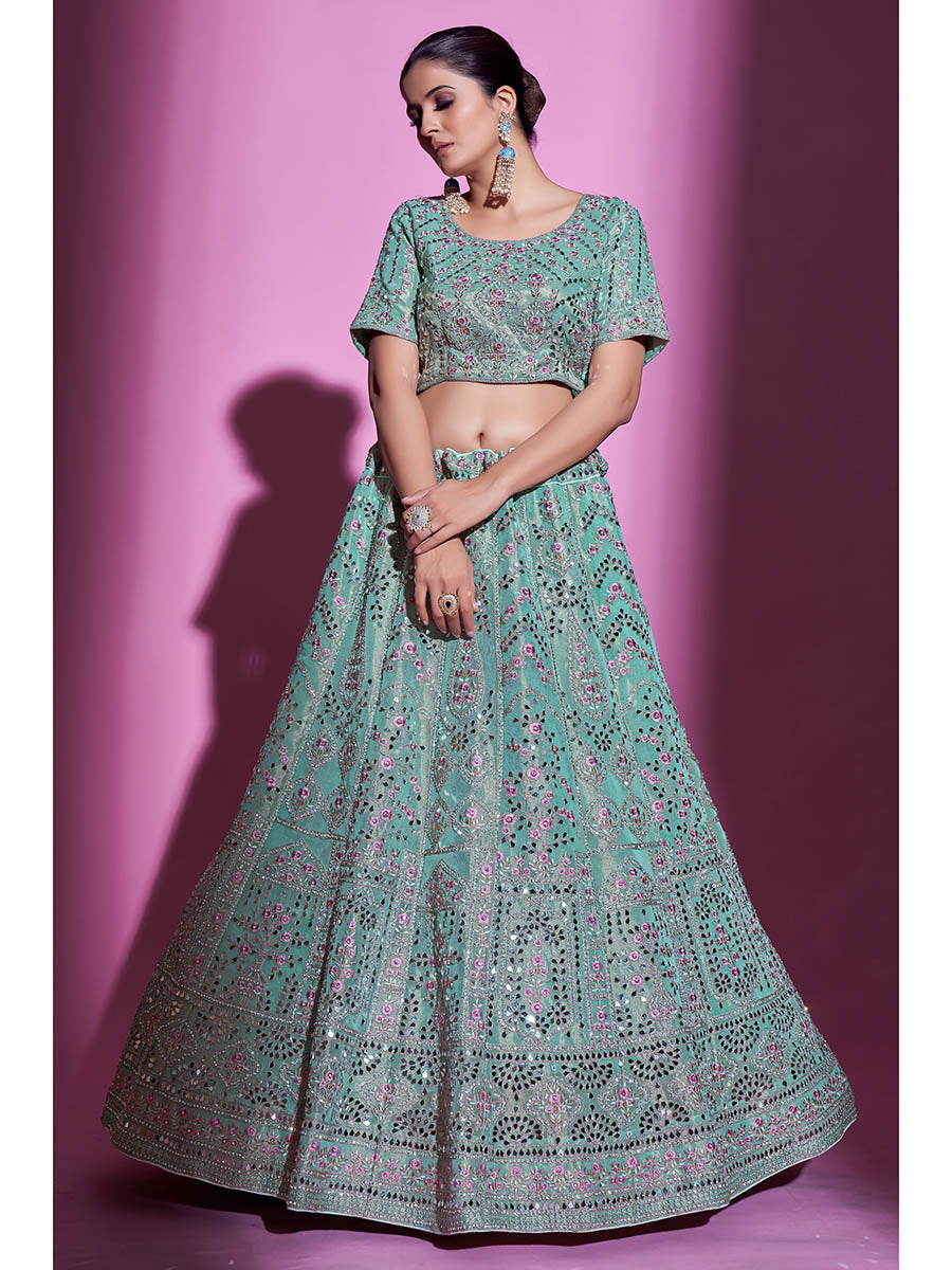 Myra Blue Gota Silk Embroidered Designer Lehenga Choli - Distacart