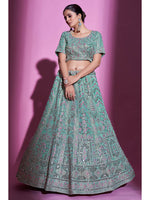 Thumbnail for Myra Blue Gota Silk Embroidered Designer Lehenga Choli - Distacart