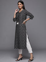 Thumbnail for Varanga Black Printed Kurta With Hand Work Detailings - Distacart