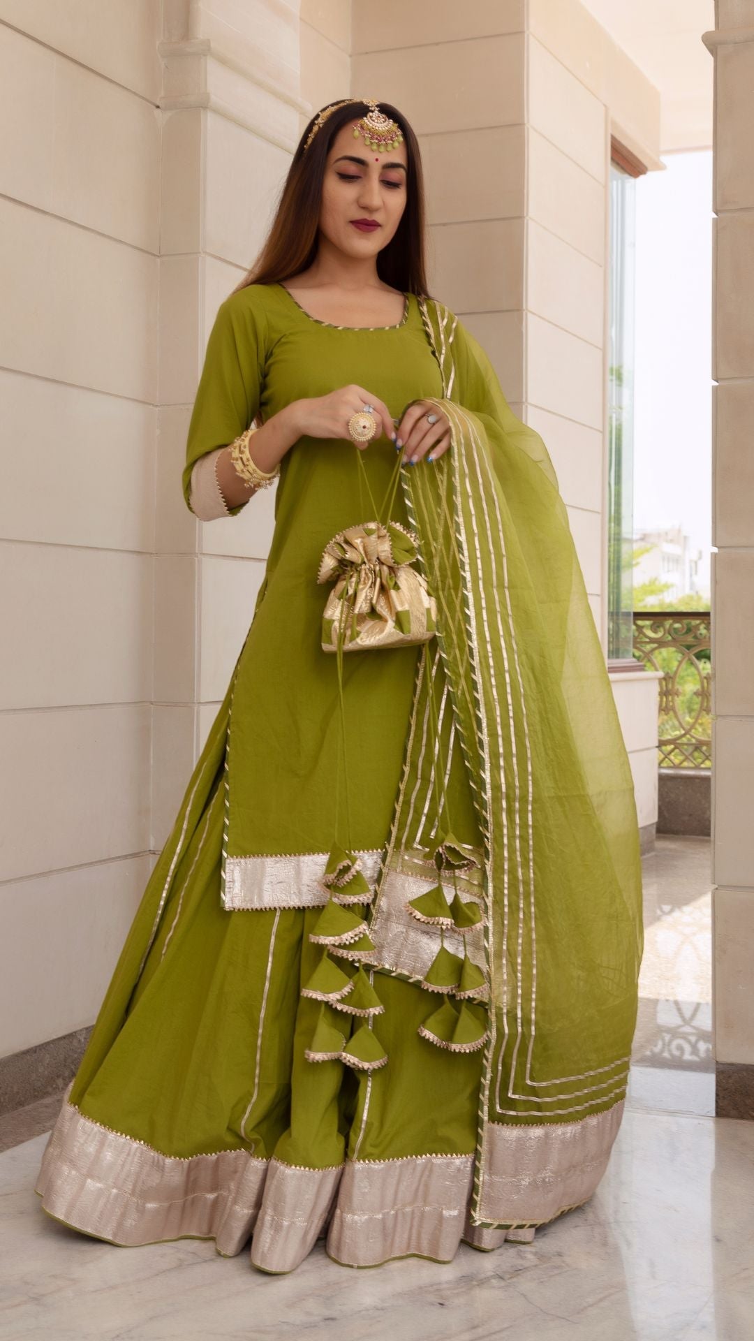 Pomcha Jaipur Falguni Green Long Kurta Skirt Set - Distacart