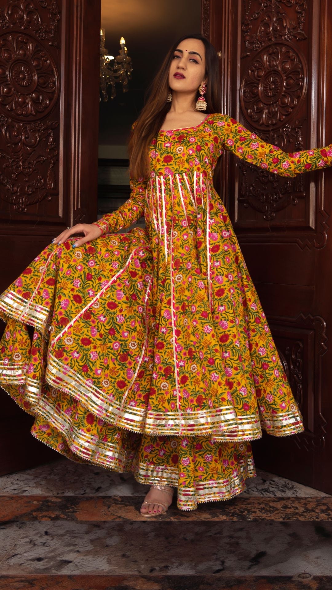 Pomcha Jaipur Mastani Cotton Anarkali Plazo Set - Distacart