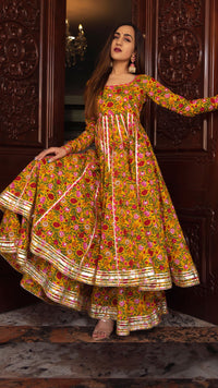 Thumbnail for Pomcha Jaipur Mastani Cotton Anarkali Plazo Set - Distacart