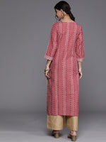 Thumbnail for Varanga Women Red & Beige Bandhani Printed Indie Prints Kurta - Distacart