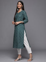 Thumbnail for Varanga Green Printed Kurta With Hand Work Detailing's - Distacart