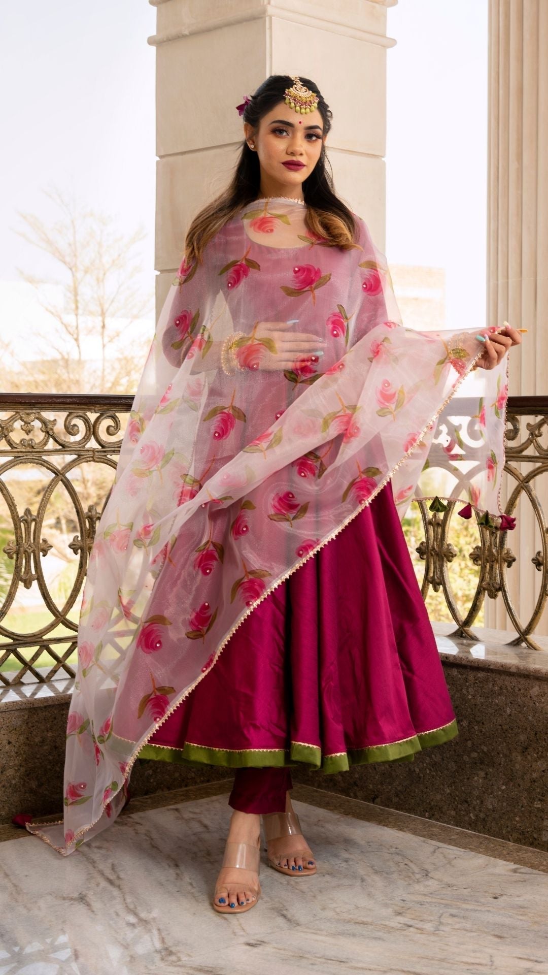 Pomcha Jaipur Magenta Lilly Anarkali Set - Distacart