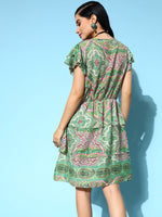 Thumbnail for InWeave Women's Soft Green Tiered Short Dress - Distacart