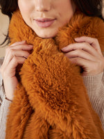 Thumbnail for InWeave Women's Carrot Orange Faux Fur Neck Warmer - Distacart