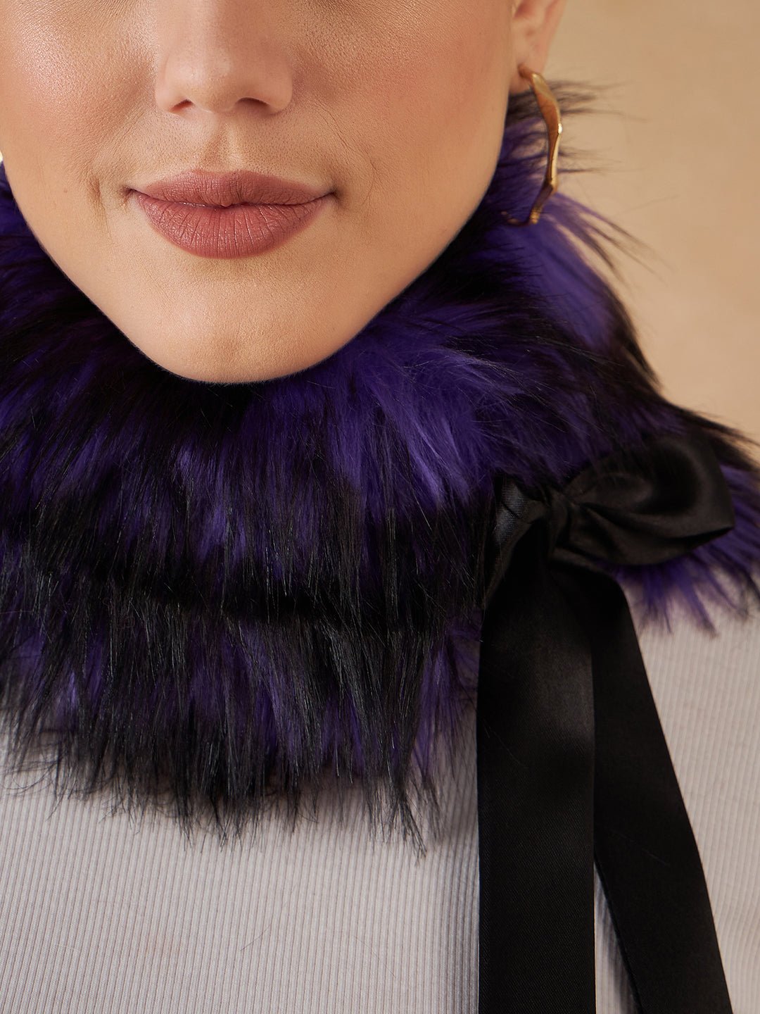 InWeave Women's Purple Black Fur Neckpiece - Distacart