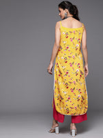 Thumbnail for Varanga Mustard And Pink Printed Strap Kurta - Distacart