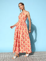 Thumbnail for InWeave Women's Orange Paisley Print Raisa Back Detail Dress - Distacart
