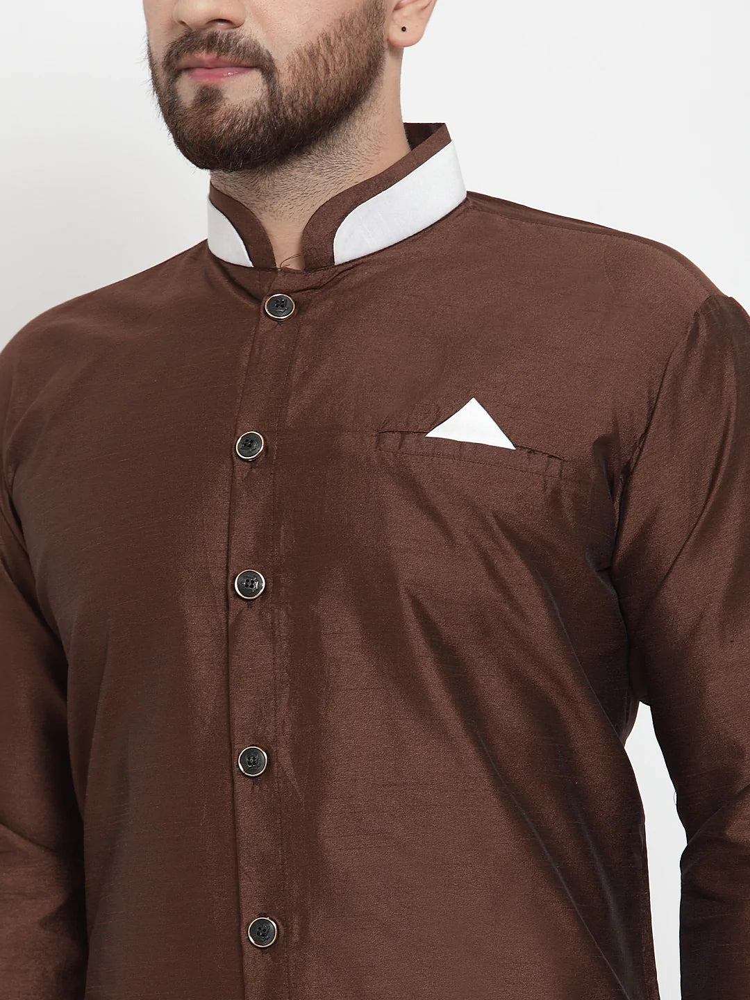 Kalyum Men's Brown Solid Kurta with Churidaar Pyjama Set - Distacart