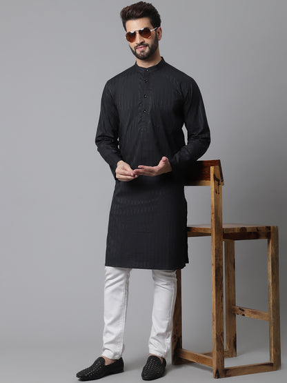 Even Apparels Black Solid Kurta With Band Collar - Distacart