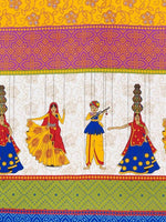 Thumbnail for Rajasthanikart Yellow Ethnic Motifs Cotton 110 TC Queen Bedsheet with 2 Pillow Covers - Distacart
