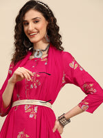 Thumbnail for Sangria Floral Printed Regular Kurta With Trousers & Dupatta - Distacart