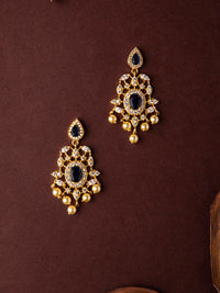Thumbnail for Rubans Gold-Toned & Blue Gold-Plated Drop Earrings - Distacart