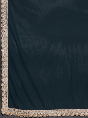 Libas Blue Embroidered Panelled Kurta with Churidar & With Dupatta - Distacart