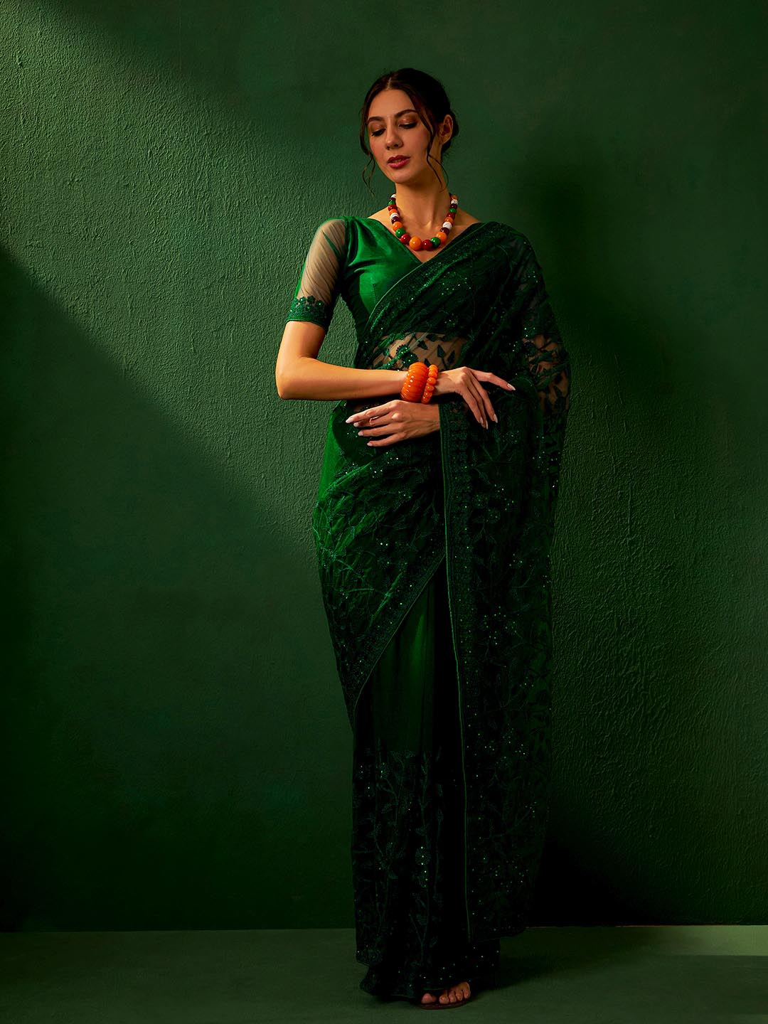 Sangria Embroidered Sarees - Distacart