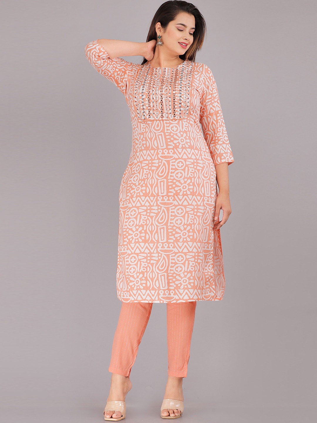 Kalini Women Quirky Printed Pure Cotton Kurta with Trousers - Distacart