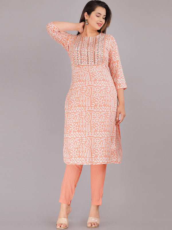 Kalini Women Quirky Printed Pure Cotton Kurta with Trousers - Distacart