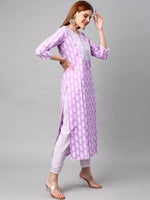 Thumbnail for Kalini Women Purple Floral Printed Kurta with Trousers & With Dupatta - Distacart
