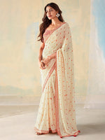 Thumbnail for Saree Mall Geometric Printed Gotta Patti Pure Georgette Sarees - Distacart