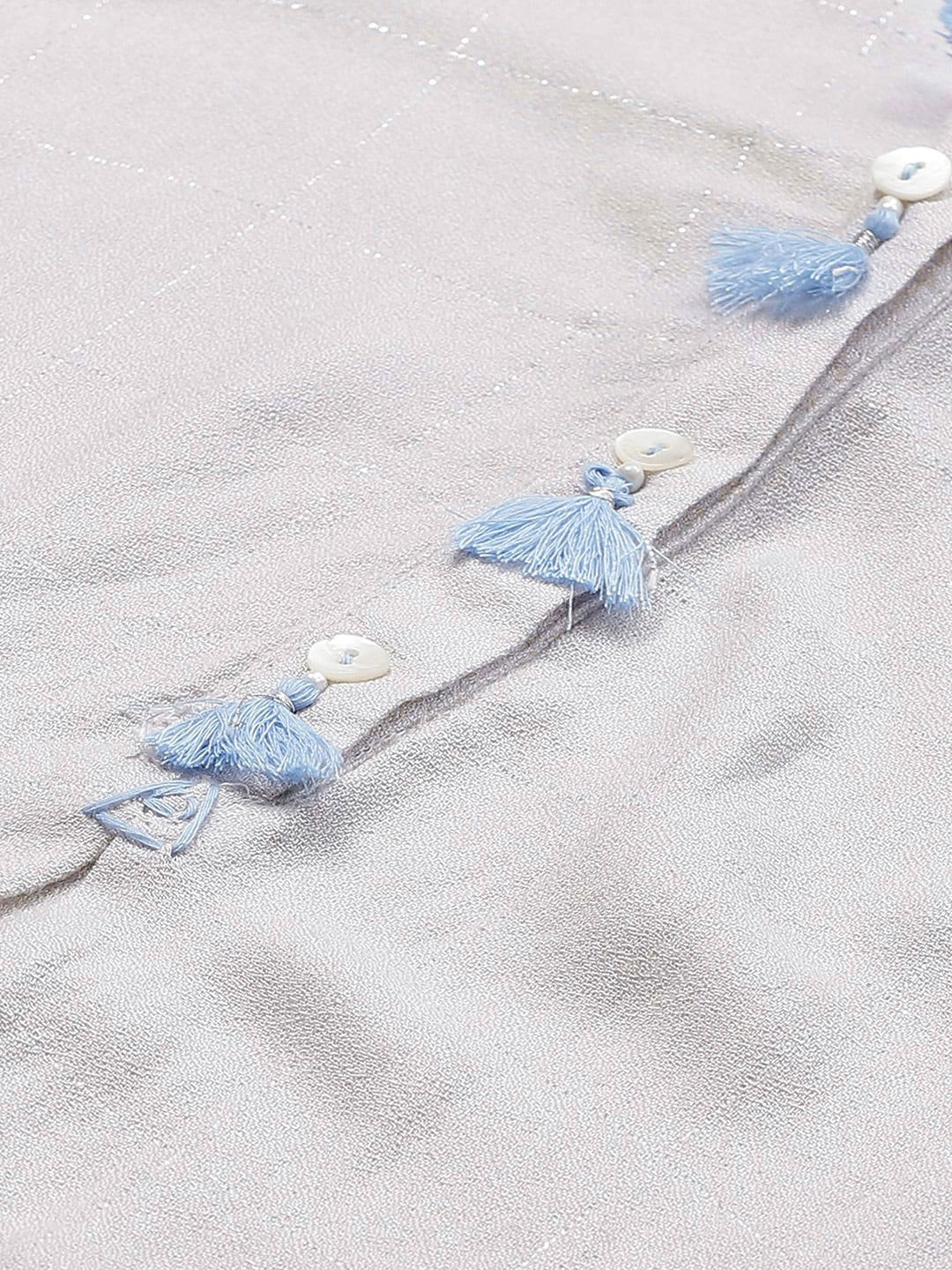 Biba Women Off-White & Silver Checked Straight Kurta - Distacart