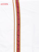 Thumbnail for Sethukrishna Boys White & Red Pure Cotton Solid Shirt and Veshti Set - Distacart