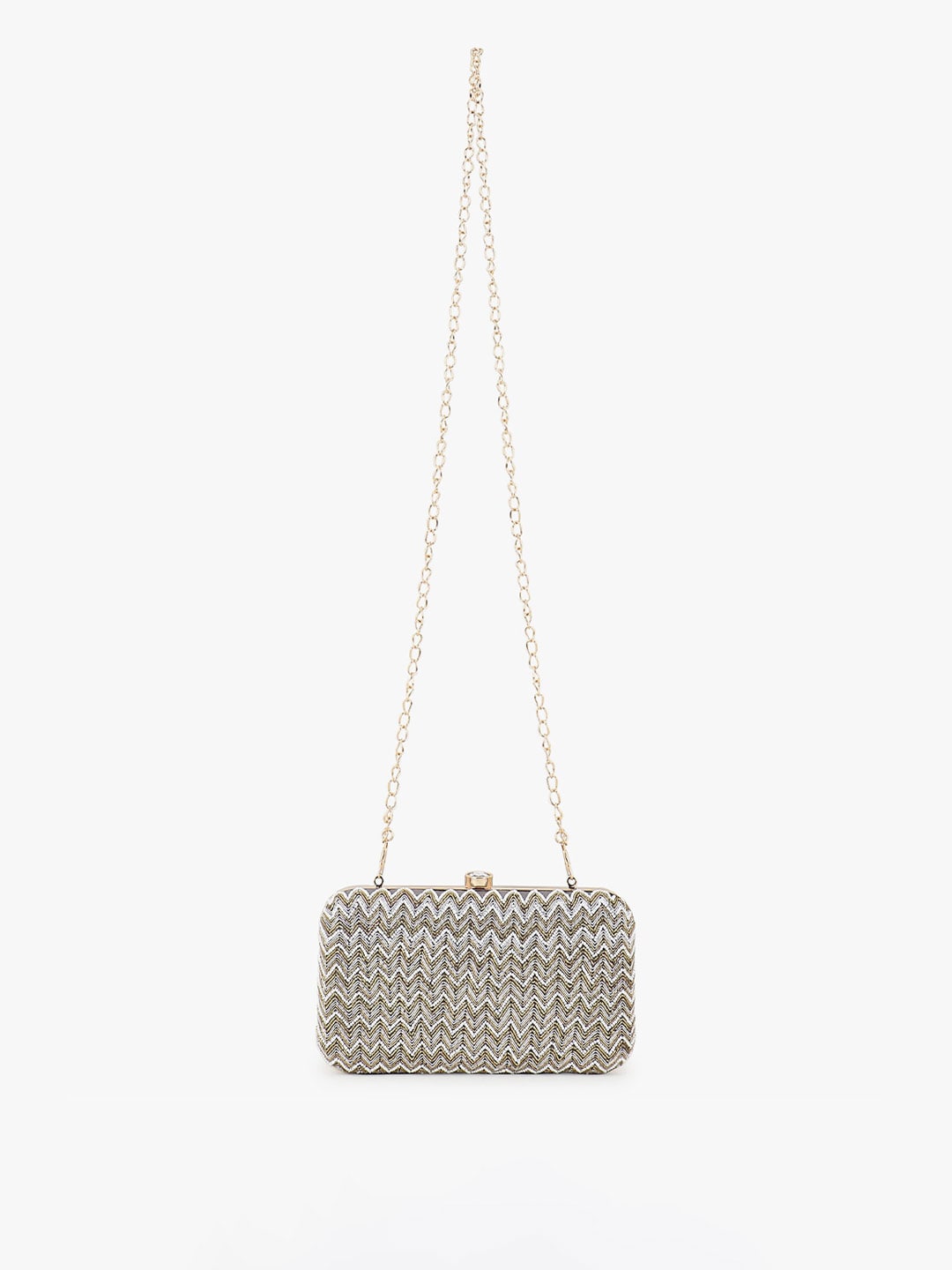 Anekaant Grey & White Embellished Purse Clutch - Distacart