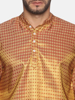 Thumbnail for Sethukrishna Men Red Ethnic Motifs Kurta with Churidar - Distacart