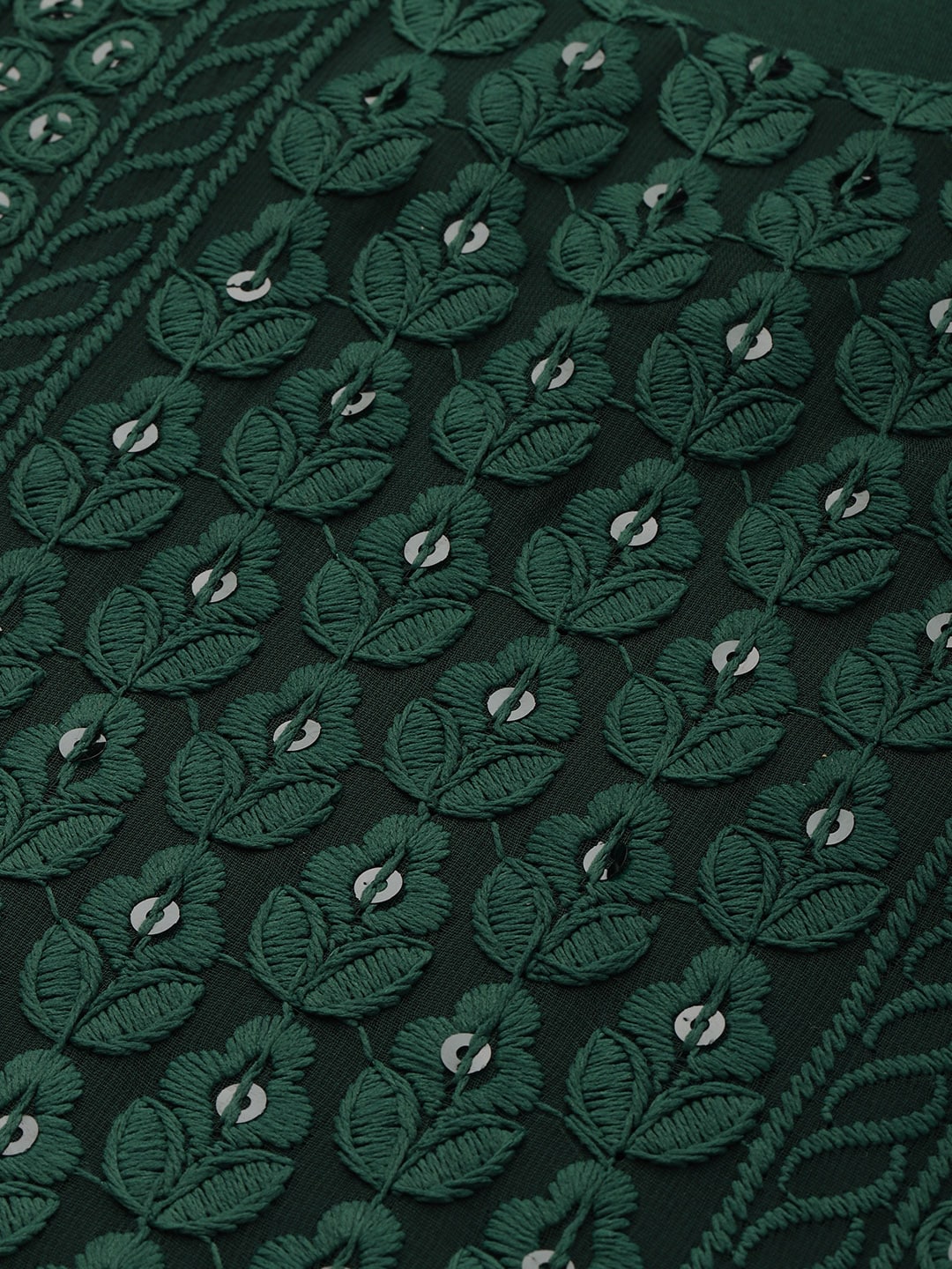 Sangria Women Green Ethnic Motifs Chikankari Kurta with Palazzos - Distacart