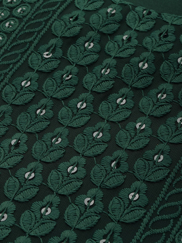 Sangria Women Green Ethnic Motifs Chikankari Kurta with Palazzos - Distacart