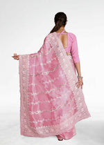 Thumbnail for Vamsee Pink Organza Saree - Distacart