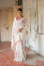 Thumbnail for Vishnu Weaves Women's Pink Muga Cotton Woven Saree with Blouse - Distacart