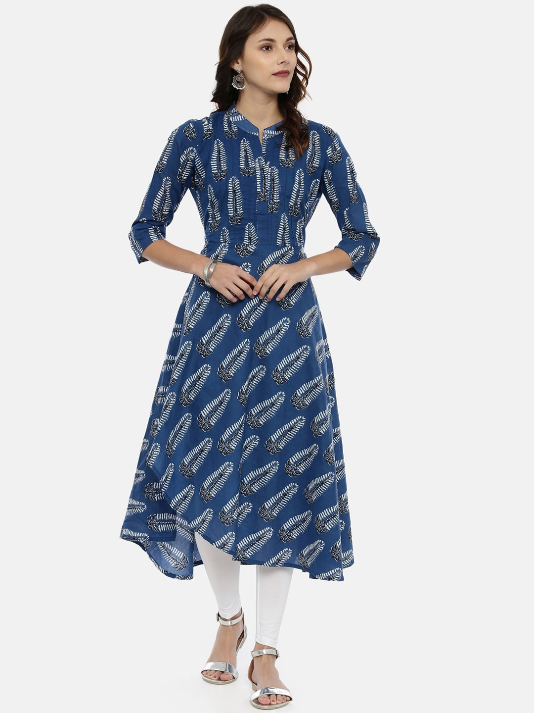 Souchii Navy Blue Printed A-Line Kurta - Distacart