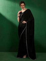 Thumbnail for Sangria Embellished Satin Saree - Distacart