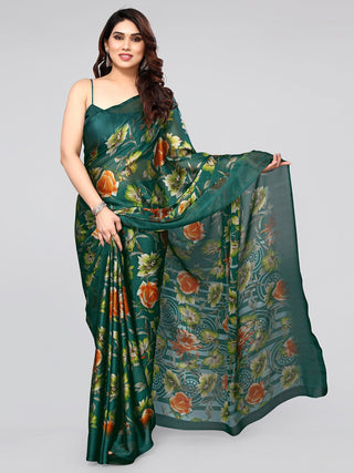 Kalini Floral Poly Chiffon Saree With Blouse Piece - Distacart