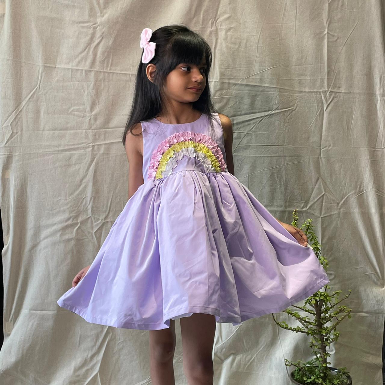 ArthLife Lavender Rainbow Partywear Dress - Distacart