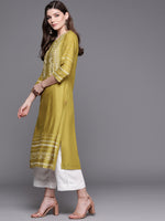 Thumbnail for Biba Women Green & White Printed Kurta with Crop Palazzos - Distacart