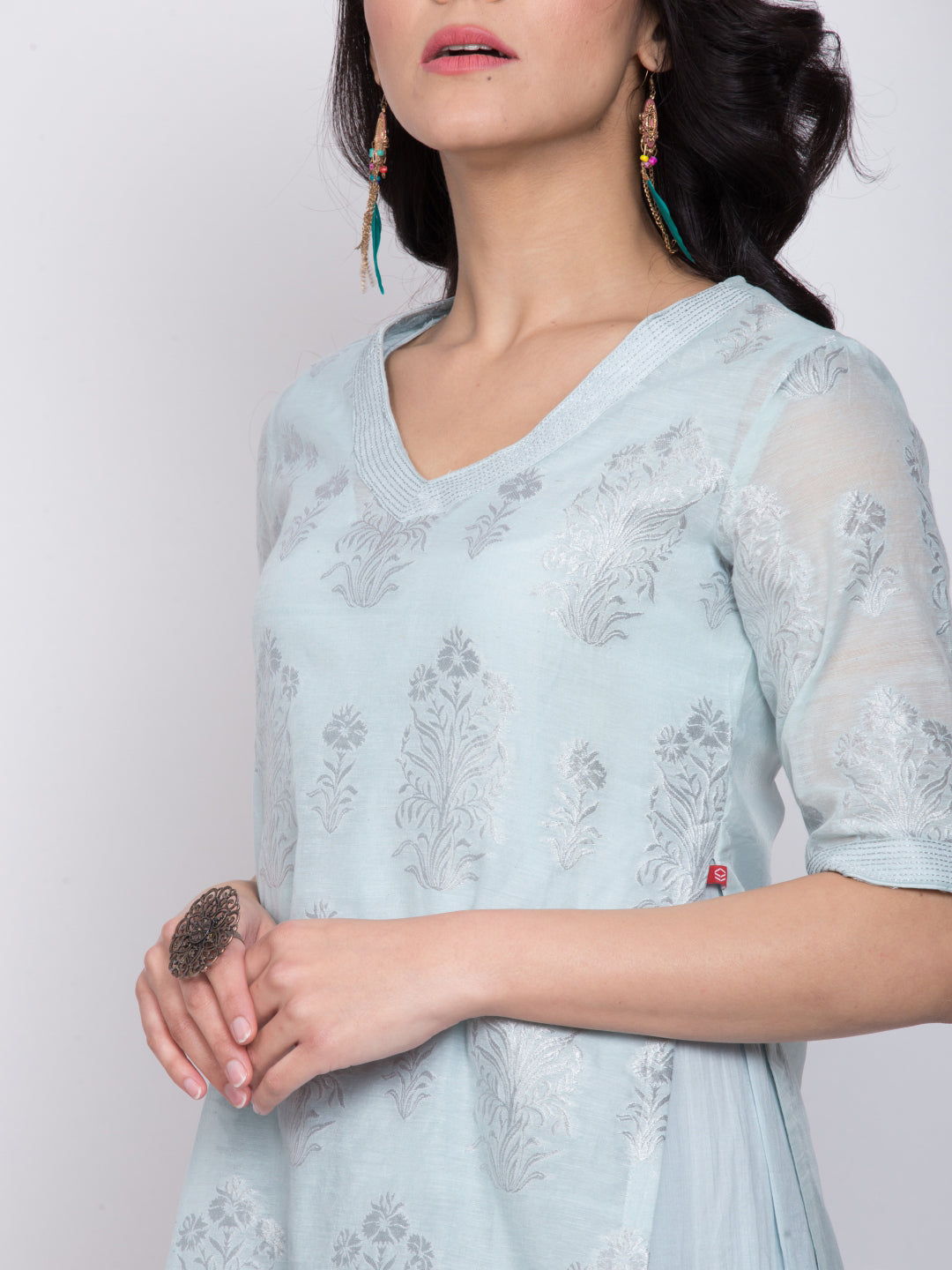 Biba Women Blue Solid A-Line Kurta - Distacart